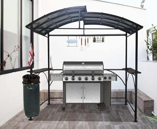 Habrita Carport barbecue à double toit gris anthracite car 2415 ac