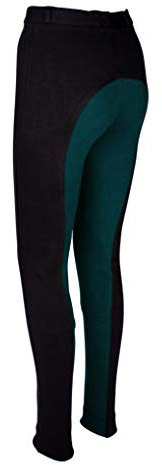 Avon Equine Pantaloni da equitazione da donna in cotone/lycra con tasca frontale, morbidi ed elastici, bicolore, pantaloni da equitazione, nero/foglia di tè., 56