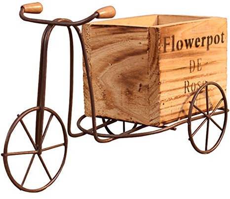 DIYARTS Pastoral Eisen Fahrrad Blumenständer Indoor Schaukeltisch Dreirad Holz Blumentopf Ständer Home Desktop Garten Dekoration
