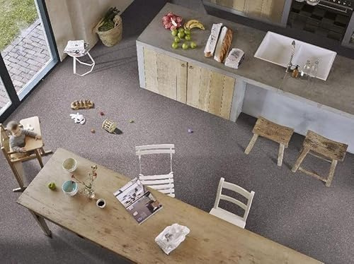 PVC Bodenbelag Vinylboden im Sand-Design, dunkelgrau, Zuschnitt (2m breit / 2m lang)