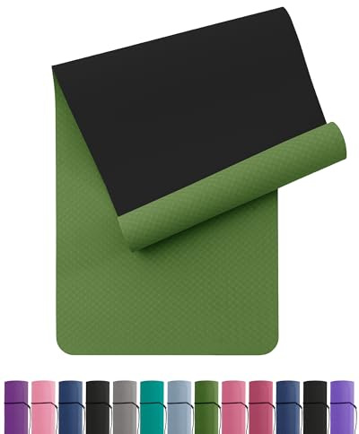 Oak & Tea Tapete de Yoga Grueso y Antideslizante Para, Esterillas de Ejercicio Para Gimnasio En Casa Con Correa de Transporte, Tpe EcolóGico Para Yoga, MeditacióN, Pilates, 183 * 61 * 0,6 Cm