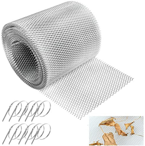 Gutter Guards Aluminum Downpipe Leaf Guard 16 cm × 12.2 m Cut to Size Gutter Mesh Leaf Strainer Easy Installation Grid Cover for Moss, Muck, Mud and Debris, Prevent Drain Guttering Blockage
