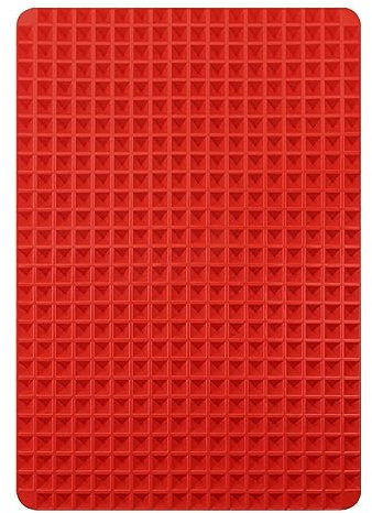 Silicone Baking Mat Jagowa Pyramid Baking Tray Sheet Diamond Non-Stick Oven Cooking Mat Heat-Resistant for Grilling BBQ Red (2212-93)