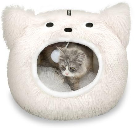 CATISM Katzenhöhle Bett Waschbar Schlafplatz für Katzen Plüsch Haustier Katzenkissen Haus Kissen Flauschig Kätzchen Welpen Kuscheliges Haustierbett