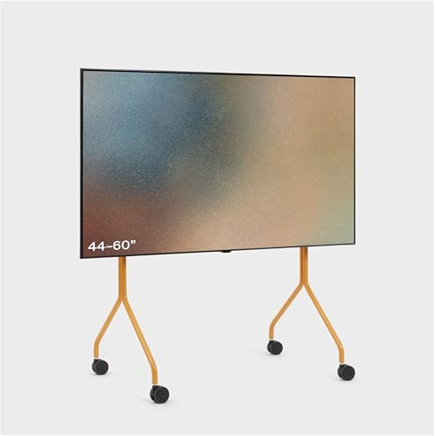 Pedestal Moon Rollin' - Soporte de TV con ruedas para televisores de 44 a 60 pulgadas, soporte de TV y carro, soporte de TV con ruedas, soporte de suelo de TV para salón, elevador de TV (amarillo)