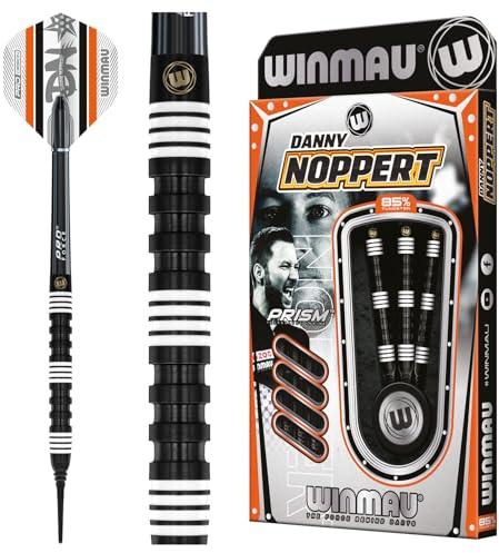 WINMAU Darts – Danny Noppert 85% Pro-serien 18 g tunna/20 g full vikt mjuka spetspilar set med dartflyg och dartaxlar (stammar)