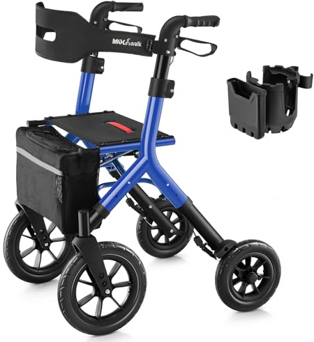 MAXWALK Walkers for Seniors with Seat, Tall Rollator Walker, Foldable, Blue
