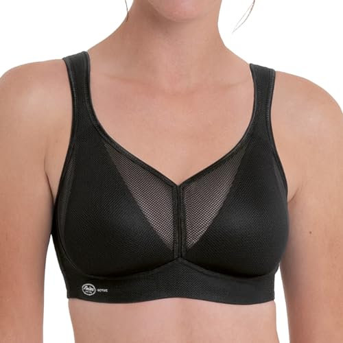 Anita Active Damen Sport-BH - Air Control, Cup-Größe C, Bustier, extra leicht, atmungsaktiv Schwarz 85C