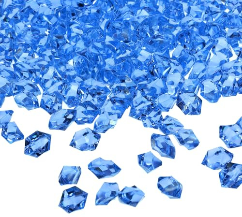 QUARKZMAN 1000pz Falso Ghiaccio Rocce Abbagliante Trasparente Resina Ghiaccio Frantumato Scintillante Falso Diamanti Gemme Pietre per Vasi Riempitivi Spargimento Tema Bomboniere Blu