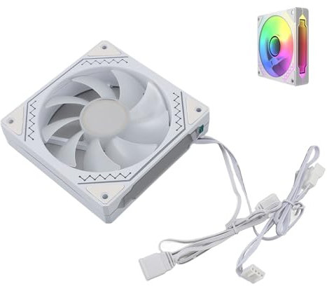 Ventilador de Caja ARGB de 120mm, Ventilador de Caja de PC con Cojinete Hidráulico de 4 Pines, Ventilador de PC de Velocidad de 800 a 2000RPM ± 10% para Refrigerador de CPU (Hoja