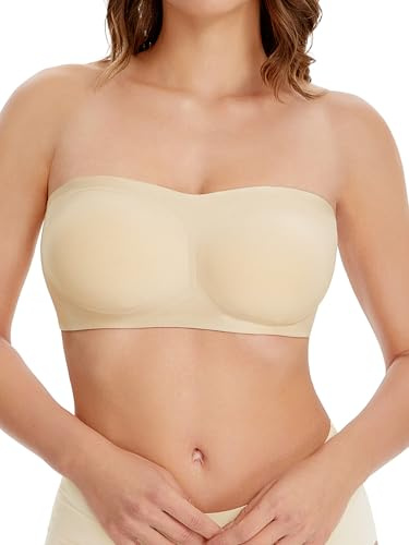 HBselect Reggiseno Senza Spalline a Fascia Imbottito, Bralette Donna Senza Ferretto Senza Cuciture Elasticizzato Bandeau Top Brassiere Donna con Rrimovibile Tracolla Regolabile