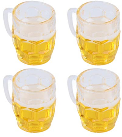 SPYMINNPOO Mini Vasos de Cerveza de 20 Uds, Modelo de Jarra de Cerveza de Simulación, Decoraciones Artesanales de Resina Resistentes para Mini Jardín, Escaparate