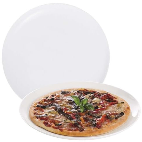 UNIQUE HOME LIVING 32cm Porcelain Pizza Plate Set, Pizza Serving Dish Plates, White Porcelain Tableware, Dishwasher & Microwave Safe - Set of 2