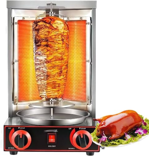 Barbecue, rôtissoire verticale,machine à griller, machine à griller électrique verticale pour kebab et gyro,machine à rôtir avec 2 tubes chauffants et bac de récupération de viande,Gas