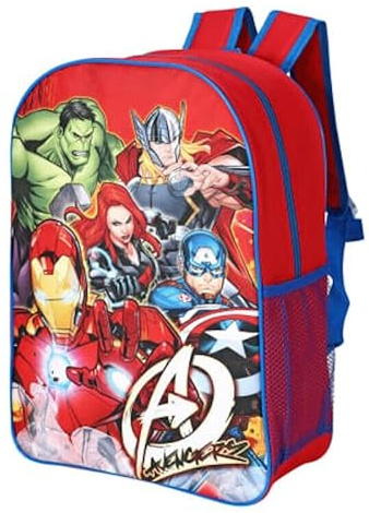 Marvel Avengers Kids Backpack – Large 40cm School Bag with Thor, Iron Man, Hulk, Black Widow, and Captain America – Durable Polyester Rucksack for Boys – Blue/Red
