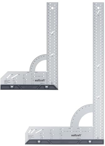 wolfcraft Coffret équerre multifonction - 8654000-2 équerres pour mesurer, tracer, dessiner et réaliser des coupes guidées