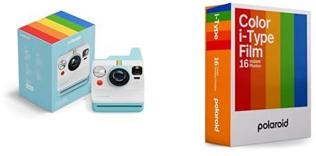 Polaroid - NOW Gen3 - Instant Camera - Camera + Color Film Bundle (16 photos) Artic Blue