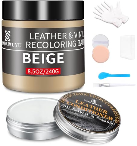 SHADAIWUYU Beige Reparador Cuero con 100ml Cuidado de Cuero,Cuero Liquido Reparador Pintura para Cuero para Reparar el Desgaste y Las Marcas en Sofás,Vinilo,Asientos de Automóvil y Zapatos de Cuero
