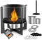 Chimenea de mesa con piedras decorativas de 2 colores, chimenea portátil con llama ajustable, chimenea sin humo con metal de vidrio para interior y exterior, regalo decorativo para el hogar (negro)