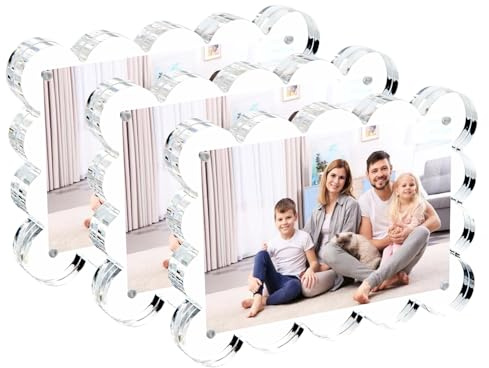 3-pack 13 x 18 cm magnetisk akryl bildram, 10 + 10 mm tjockt block, dubbelsidiga klara skulpterade ramar för skrivbordsskärm | trendig hemgåva (3-pack, 12,7 x 18 cm)