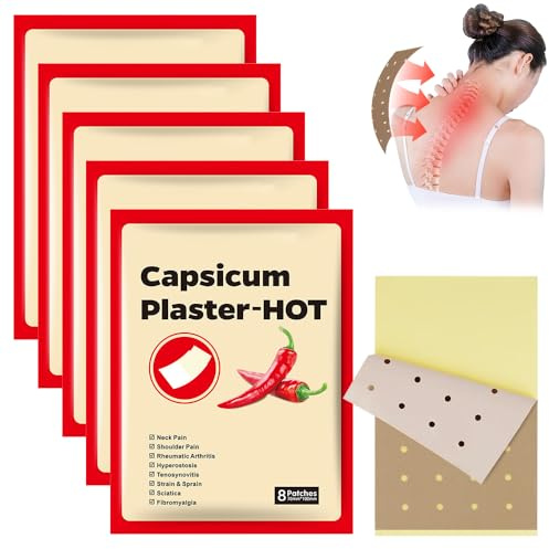 XPJBKC Parches Termicos de Calor, 40 Parches Parches para El Dolor de Capsaicina, Parches Dolor Espalda para Espalda y Hombro Articulaciones Magulladuras Dolor Muscular
