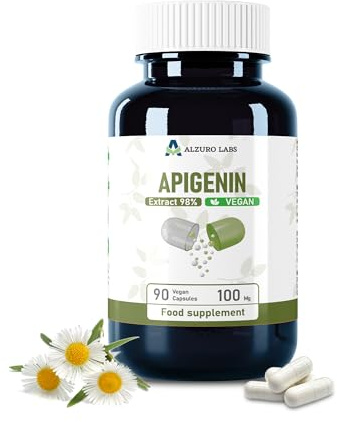 Alzuro Labs Apigenin 100mg – 90 Vegankapslar | Högdoserat Kosttillskott | Oberoende Laboratorietestat | Gluten- & GMO-fri