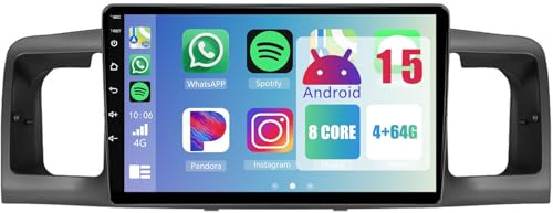 Autorradio Android de 9 Pulgadas con Pantalla táctil de 2 DIN para Toyota Corolla E120 BYD F3 2000-2004 con Bluetooth WiFi Carplay cámara de visión Trasera AHD (4 núcleos (2+32 GB))