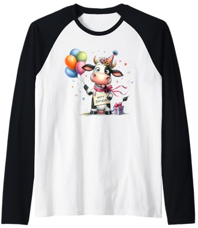 Palloncini con Cappello a Forma di Mucca per Compleanno Maglia con Maniche Raglan