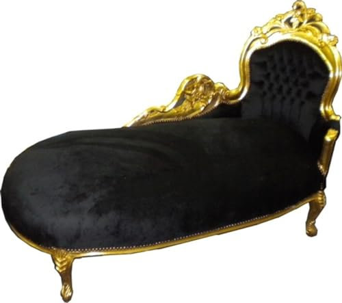 Casa Padrino Baroque Chaiselongue 'King' Black/Gold - Lounge Living Room Furniture