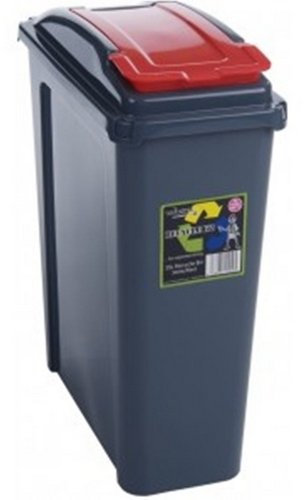 Red 25 Litre Plastic Waste Bin with Flap Lid by Wham