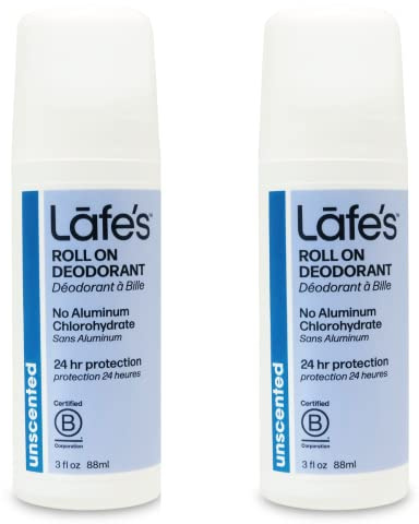 Lafe's Natural Deodorant | 3oz Roll-On Aluminum Free Natural Deodorant | Paraben Free & Baking Soda Free with 24-Hour Protection | Unscented | 2 Pack