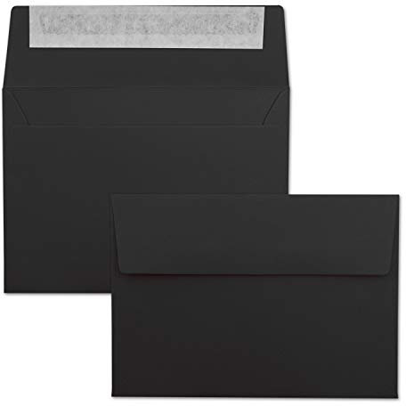50x Briefumschläge Schwarz DIN C6 Format 11,4 x 16,2 cm - Haftklebung - Kuverts ohne Fenster - Weihnachten, Grußkarten & Einladungen - Für A6 & A4 Papier