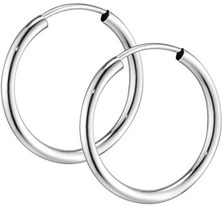 Materia Damen Mädchen Creolen Gold Ohrringe 585 Weißgold 20mm vollflexibel GO-2