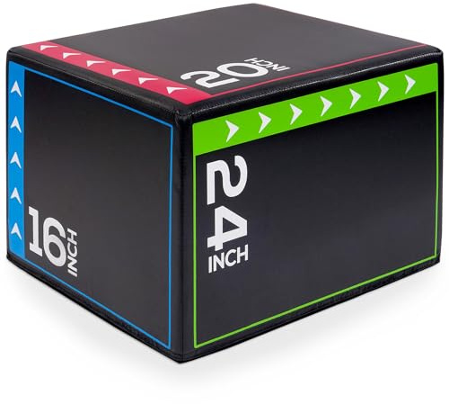 BalanceFrom 3-in-1 Foam Plyometric Jump Box for Home Gym with Multiple Height Options – Versatile Plyo with Non-Slip Surface for Strength, HIIT, Step-Ups, and Agility Training