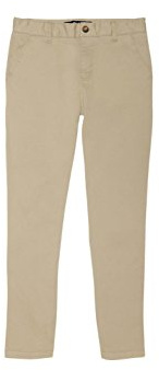 French Toast Boy's Adjustable Waist Stretch Straight Fit Chino Pant, Khaki, 12
