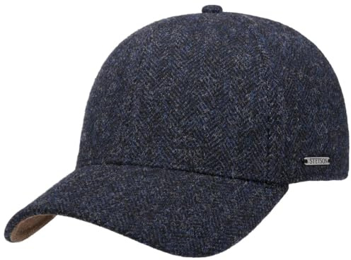Stetson Gorra de Lana Plano Hombre Gorra de Beisbol Visera de Cuero Diseño en Espiga Forro de algodón Otoño Invierno
