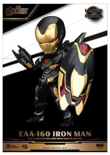 Beast Kingdom Toys Avengers Infinity War Egg Attack Action Figure Iron Man Mark 50 Limited Edition, Black, Gold, 16 cm