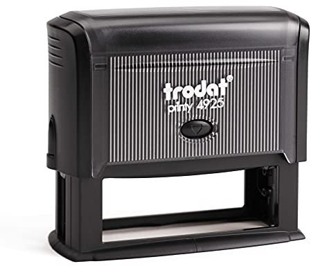 Trodat - Printy 4925 - Custom Stempel mit Wunschtext personalisieren, hier gleich online gestalten Gehäusefarbe schwarz – Adresstempel - Firmenstempel - mit Wunschtext - 82x25 mm - 8 Zeilen