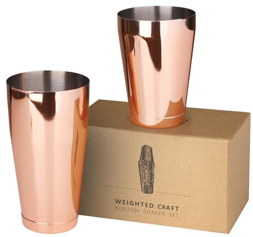 Jettory Shaker Cocktail | Boston Cocktail Kit de 500 ml (18 oz) & 800ml (28oz) | shaker inox pour barmen professionnels et à domicile les amateurs de cocktails. (Or rose)