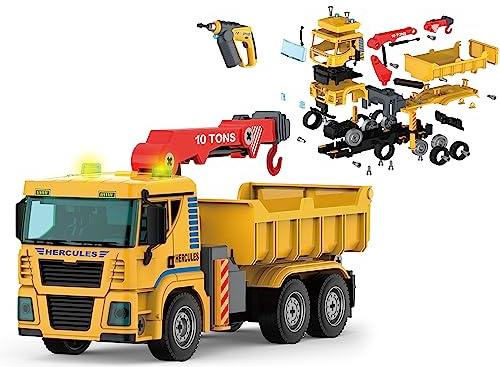 Teorema - Camion Gru Smonta e Rimonta con Trapano, Giocattolo per Bambini, con Luci e Suoni