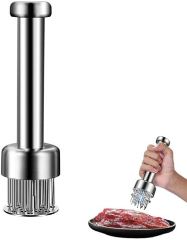 304 Stainless Meat tenderizer Needle, Stainless Steel Needle Tenderizing Meat Tool, Auto-Rebound, Effortless, 21-Needle Fast Meat loosening Tenderizer Tool