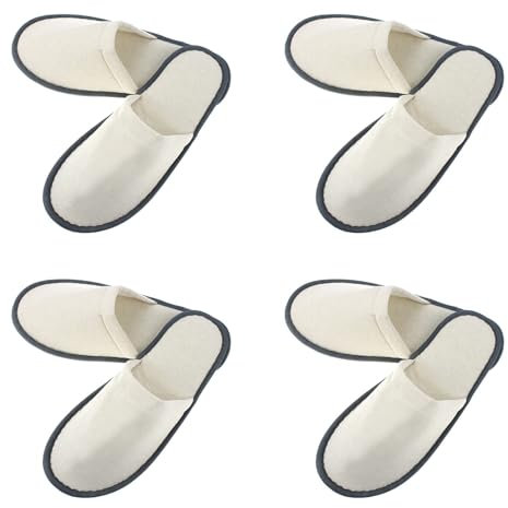 Spa Hotelslipper,Gästepantoffeln,Hotelslipper,Gästehausschuhe, Frottierslipper,Badeslipper Pantoffeln,4 Paar Pantoffeln Herren und Damen Hausschuhe für Hotel Spa Zuhause Gäste Reisen Damen Herren