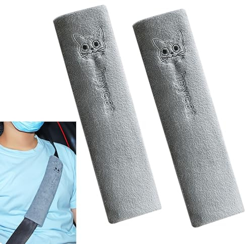 KASESSS 2 Pièces Protege Ceinture Voiture Enfant, Motif de Chat Protection Ceinture Voiture Enfant, Coussin Ceinture Voiture pour Adultes et Enfants, en Coton Super Doux Protege Ceinture Voiture