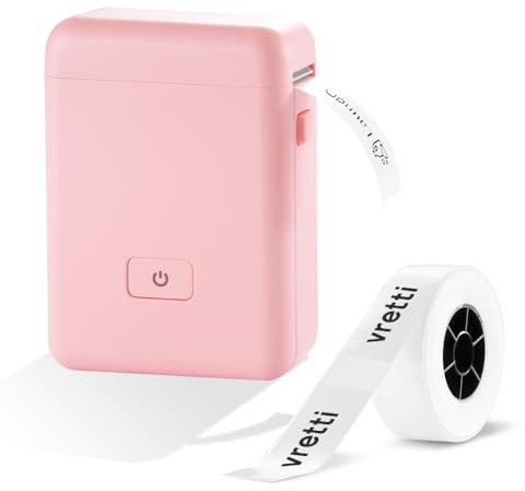 vretti Etikettendrucker mit Band, HP2 tragbarer Bluetooth Etikettendrucker für Lagerung, Versand, Barcode, Organisation, Aufkleberhersteller Mini Etikettenhersteller mit Mehreren Vorlagen
