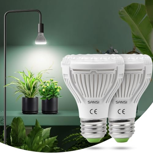 SANSI Ampoule Horticole LED E27 10W pour Plantes d'Intérieur, Lampe de Culture Plante à Spectre Complet pour Germination Croissance Floraison Fruit (PPF 17 μmol/s, Couvrage Vég 2x1 sq ft) 2pack