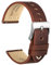 WOCCI 21mm Antikes Uhrenarmband für Herren, Sattelleder, Silberne Schnalle (Pekannussbraun)