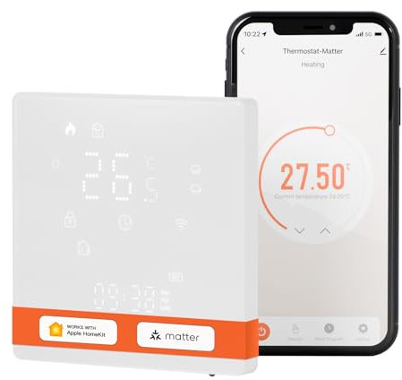 MOES Matter Thermostat Connecté WiFi Chauffage Electrique au Sol, Thermostats d'ambiance Programmables, Compatible avec Alexa, Google Home,Tuya App,SmartThings,Smart Life 16A