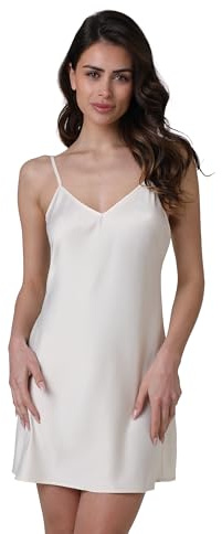 Lovable Sottoveste Elegance in Satin | Spalline Sottili Regolabili | Sensuale Effetto Seta | Pigiameria, Sotto Abiti e Look da Sposa | Donna, Avorio, S
