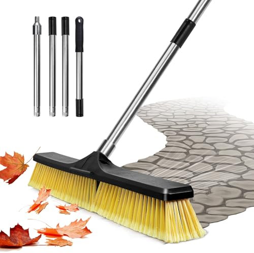 Masthome Balai de Rue avec Grande Tête de Brosse de 60 cm, Balai avec Manche, Jardin Grand Industriel Amovible, Grandes Brosses de Sol pour I'extérieur, pour Ecoles, Usines, Jardins, Garages