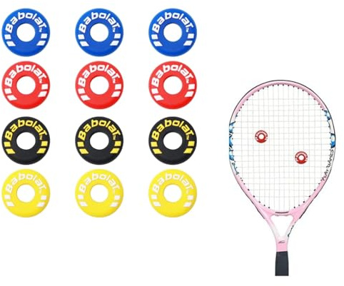 Fonyiunce 12 Pieza Amortiguador Raqueta Tenis, Antivibradores Tenis Silicona con Letras Amortiguador de Tenis Colores Divertido Amortiguador de Vibración Tenis para Jugadores de Tenis Unisex Adulto Ta